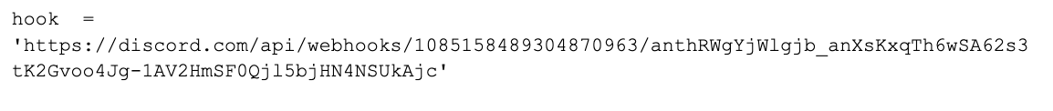 Image 6 is a screenshot of a Discord API webhook. 