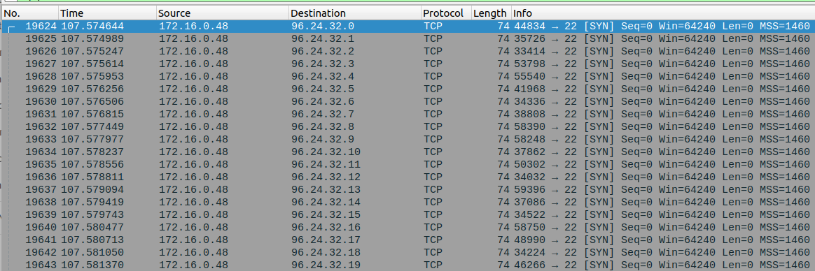 Image 6 is a screenshot of Wireshark traffic. The traffic is being scanned for SSH instances. The columns shown are number, time, source, destination, protocol, length and information.