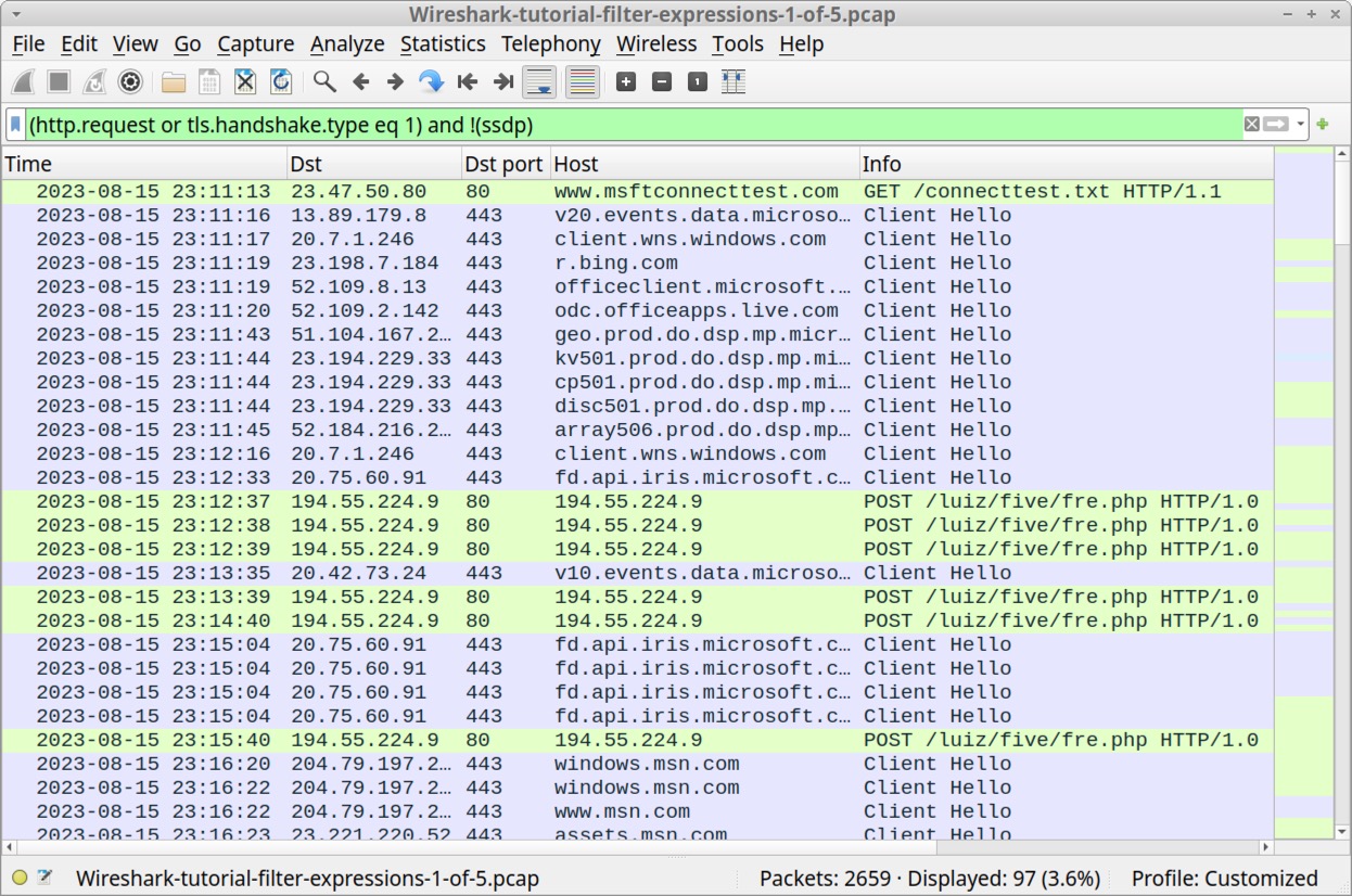 Image 7 is a screenshot of a basic web filter used in Wireshark to examine traffic.
