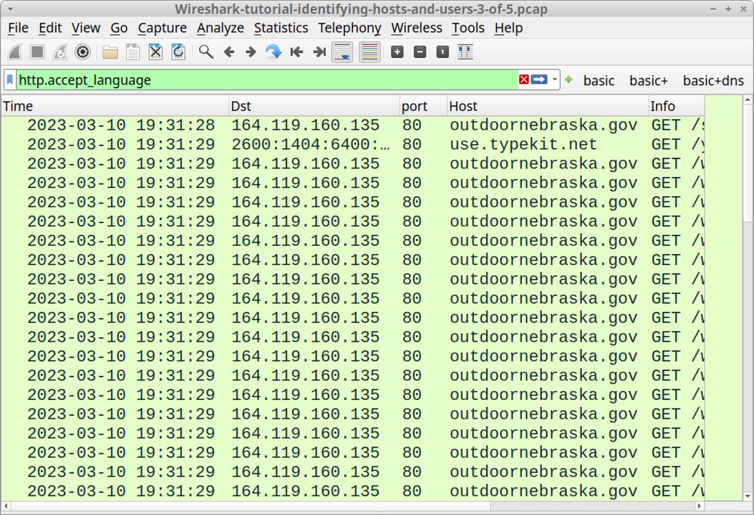 Image 8 is a Wireshark screenshot. The traffic filter is http.accept_language. This shows unencrypted traffic to a web browser. 