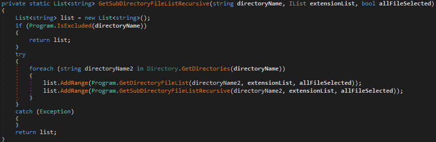 Image 27 is a screenshot of the code that defines MultilLists’s recursive directory listing.