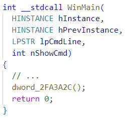 Image 7 is a screenshot of the WinMain function in the first line of the code. 
