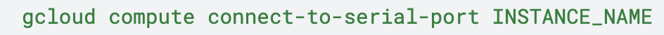 Image 10 is a screenshot of the command to establish a serial console connection in Google Cloud. 