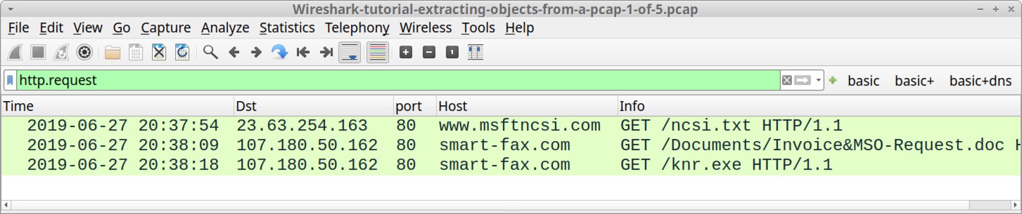 Image 2 is a screenshot of Wireshark with the filter set to http.request.