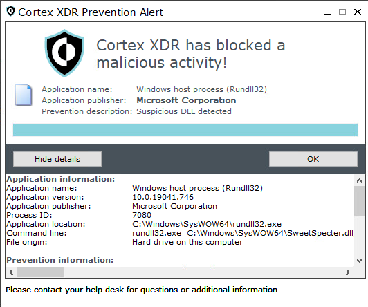 Image 13 is a screenshot of a Cortex XDR Prevention Alert. 