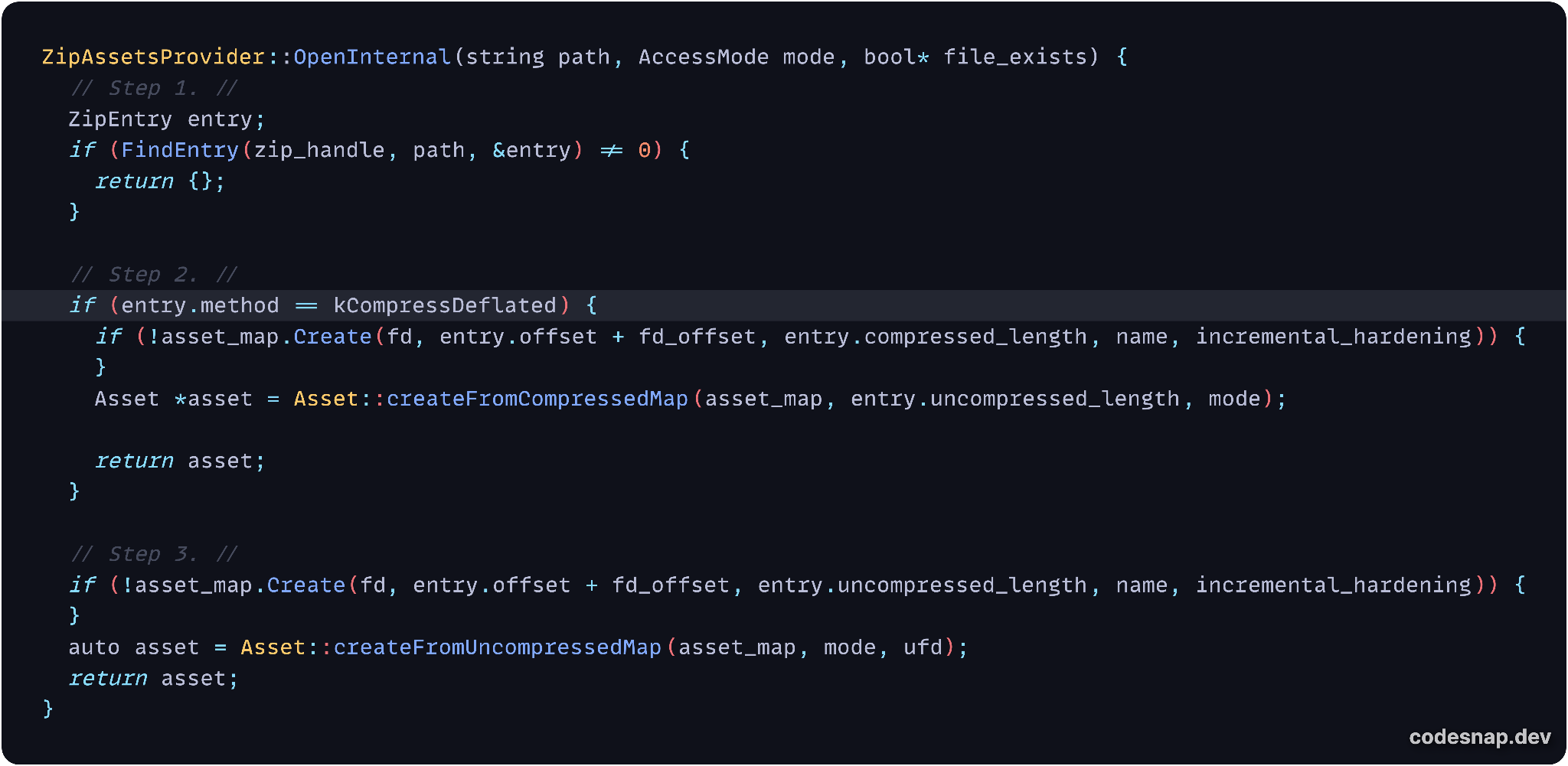 Image 8 is a screenshot of the main routine for APK extraction in Android runtime. It includes three steps in total (labeled as comments). 