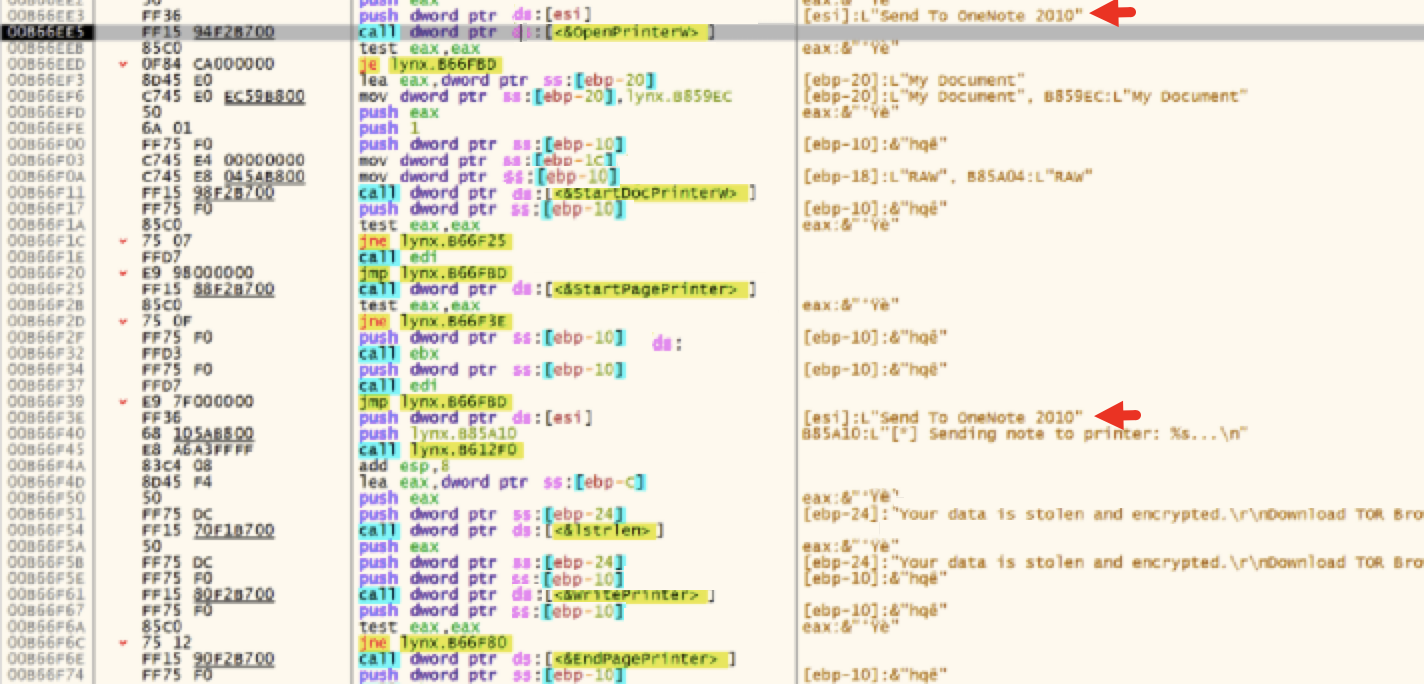 A screenshot of a computer screen displaying code in an editor. The left side shows lines of hexadecimal values and assembly language, while the right side includes a text annotation. Red arrows point to two specific lines at the top and in the middle of the screenshot. 