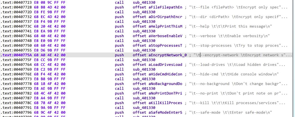 Screenshot of computer code in an IDE, featuring multiple lines of code with functions involving encryption, verbosity, and process management.