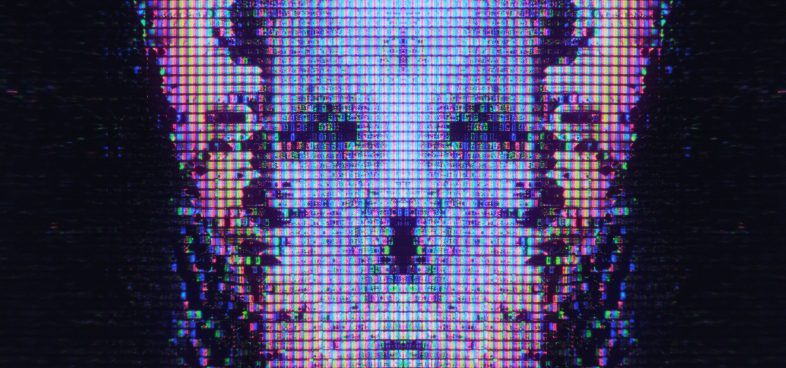 Pictorial representation of FrostyGoop malware. Close-up view of a digital screen displaying a pixelated, abstract image, possibly representing a face.