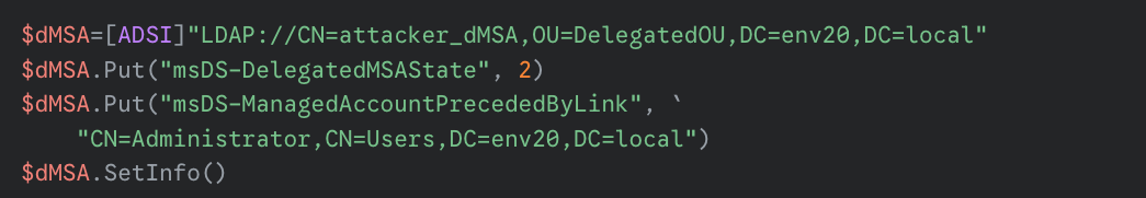 Screenshot of computer code related to a dMSA object. 