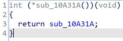 Screenshot of a simple C programming code involving a function. The function is defined to return an integer and involves pointer operations.