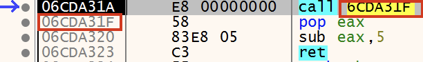 Image showing a computer screen with hexadecimal code and arrow indicators highlighting specific segments of the code in different colors.