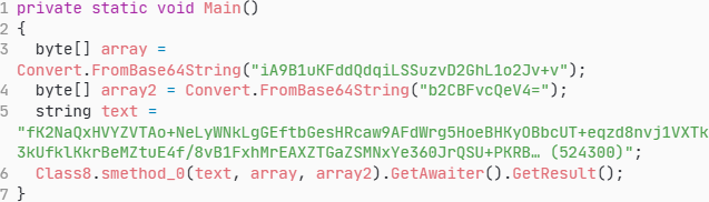 Screenshot of a computer code in a development environment, featuring several lines that include methods for converting Base64 strings.