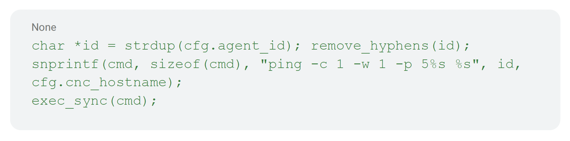 Example of code for I-ping to host server.