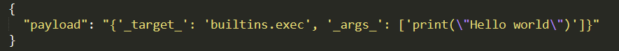 Ligne de code affichée sur un fond sombre qui comprend les termes « payload », « target » et « builtins ».