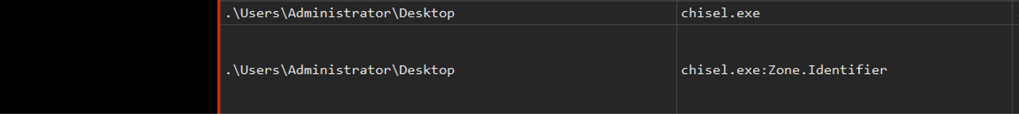A screenshot showing two file paths in a computer terminal.