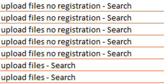 Screenshot of search results on how to upload files without registering with a service. 