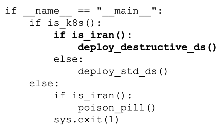Code snippet showing a main function structure with conditional logic. The script exits with an error code if certain conditions are met.