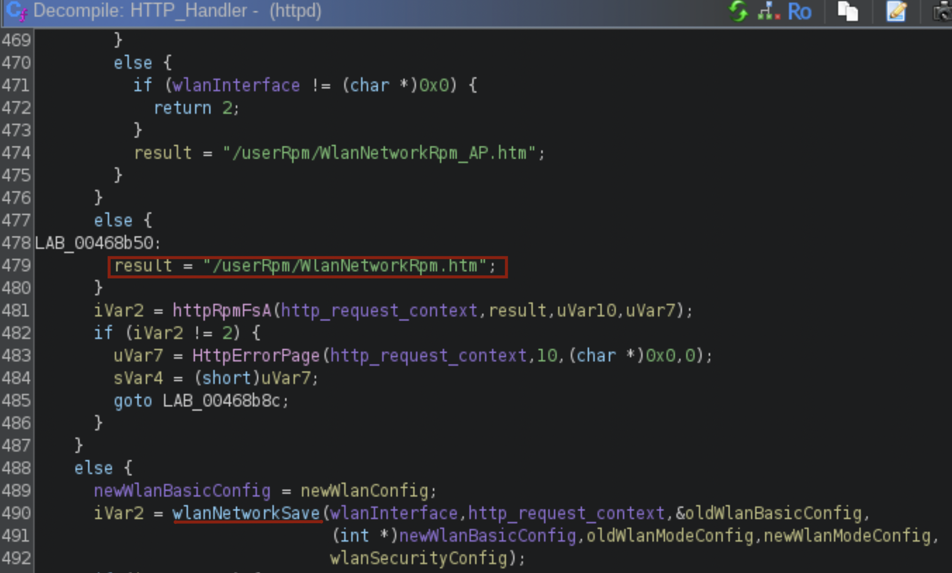 Screenshot of computer code in a text editor, displaying a function related to HTTP handling. 