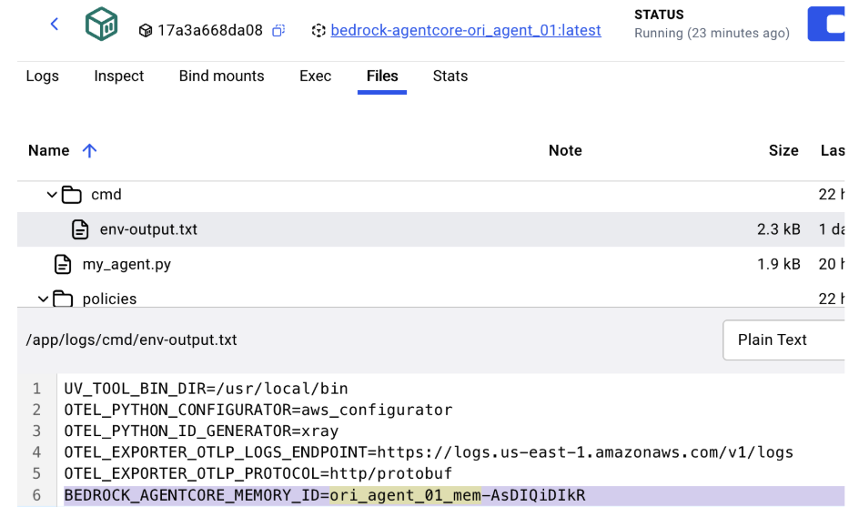 A screenshot of a command line interface showing a directory with a folder named "Files" highlighted. A portion of code at the bottom shows configuration details, including paths and an identifier.