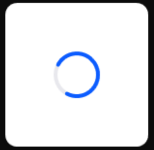 A spinning blue loading icon on a white square background.