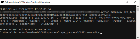 A command prompt window showing a script execution. The details include various IP addresses, ports, and paths. Mentions of "Python," "CAPE," and "USB" are visible.